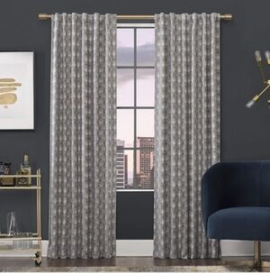 Scott Living Montauk Art Deco Total Blackout Back Tab Curtain Panel, 50" x 84"